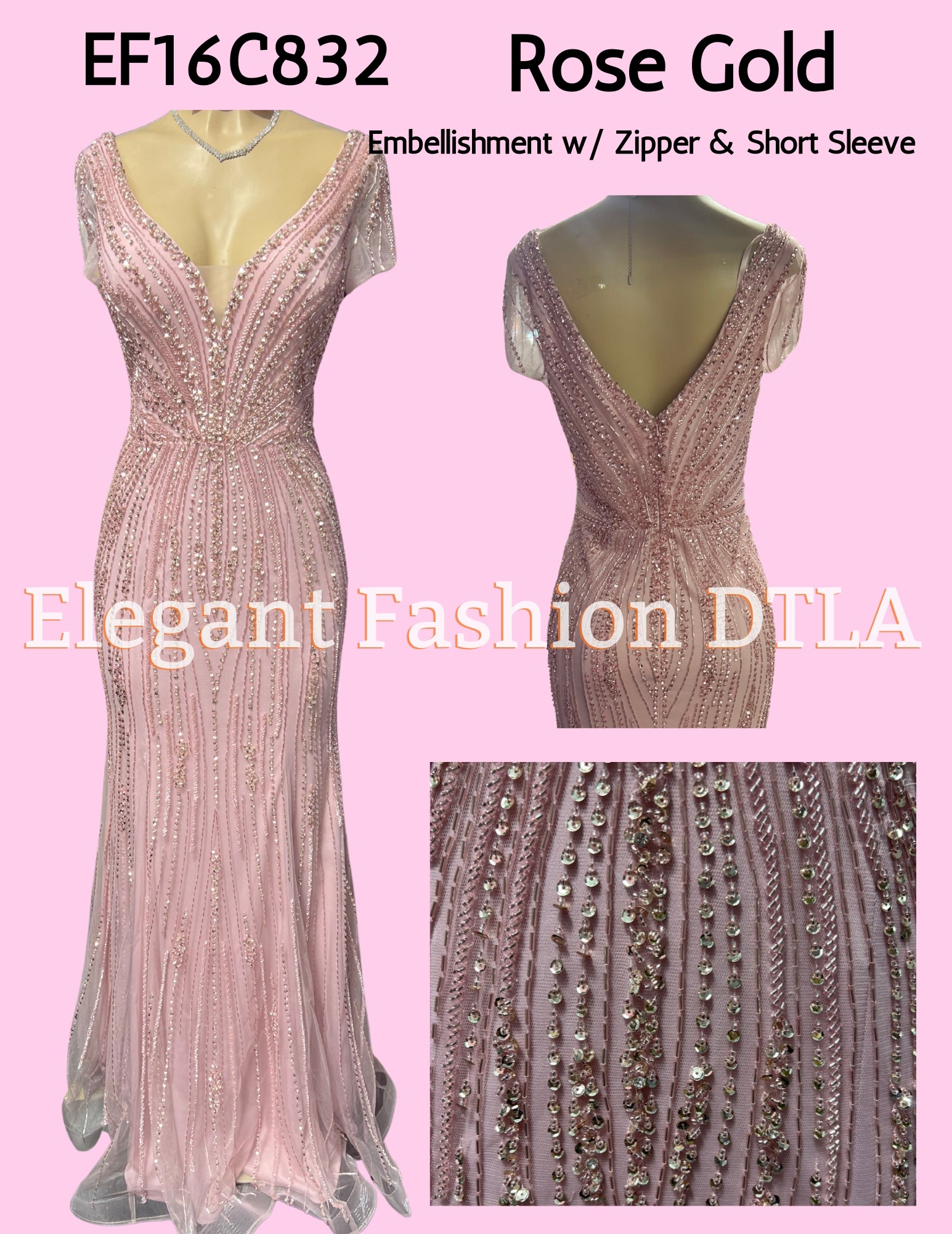 💎💎 MANGA EF16C832 Embellishments Short Sleeves _