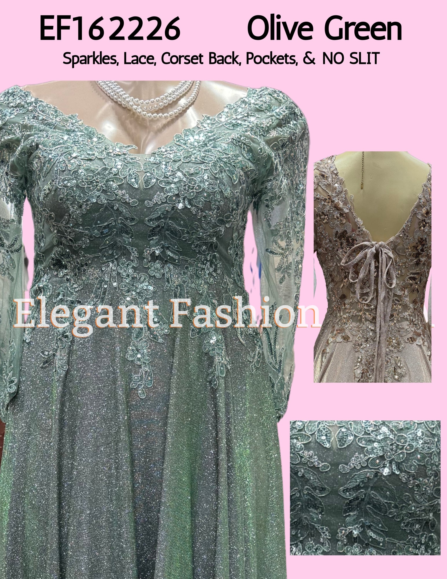 EF168211 Petite Sparkly A-Line w/ Pockets