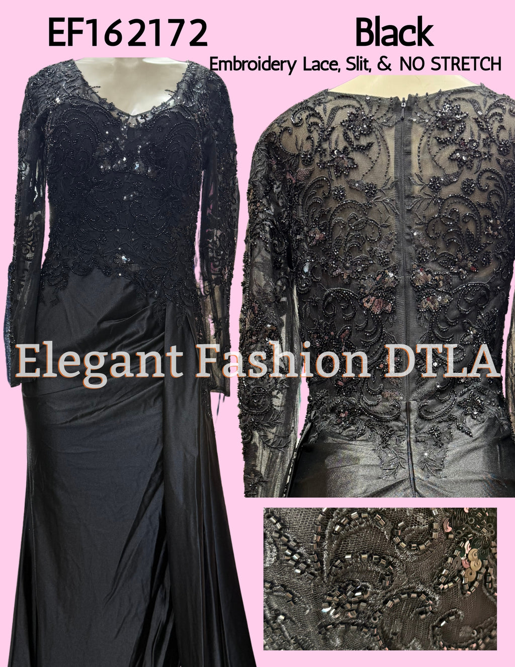 EF162172 Long Sleeve Lace Embroidery w/ SLIT