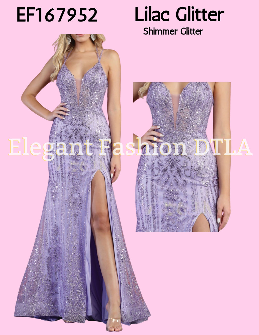 ✨ EF167952 Lilac Glitter Shimmer Gown