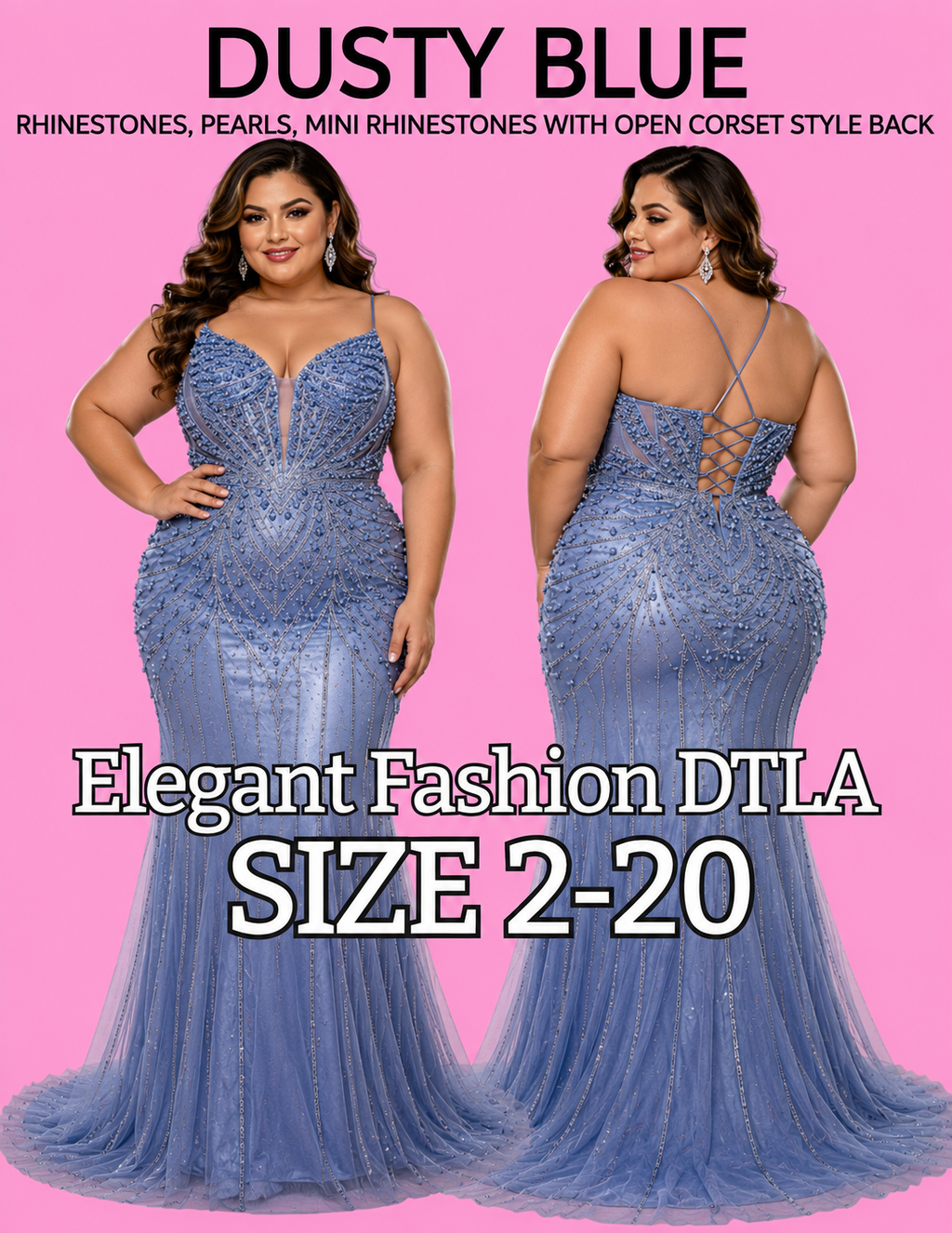 DUSTY BLUE PEARLS (SIZE 2-20)✨ Elegant Fashion✨ EF168212