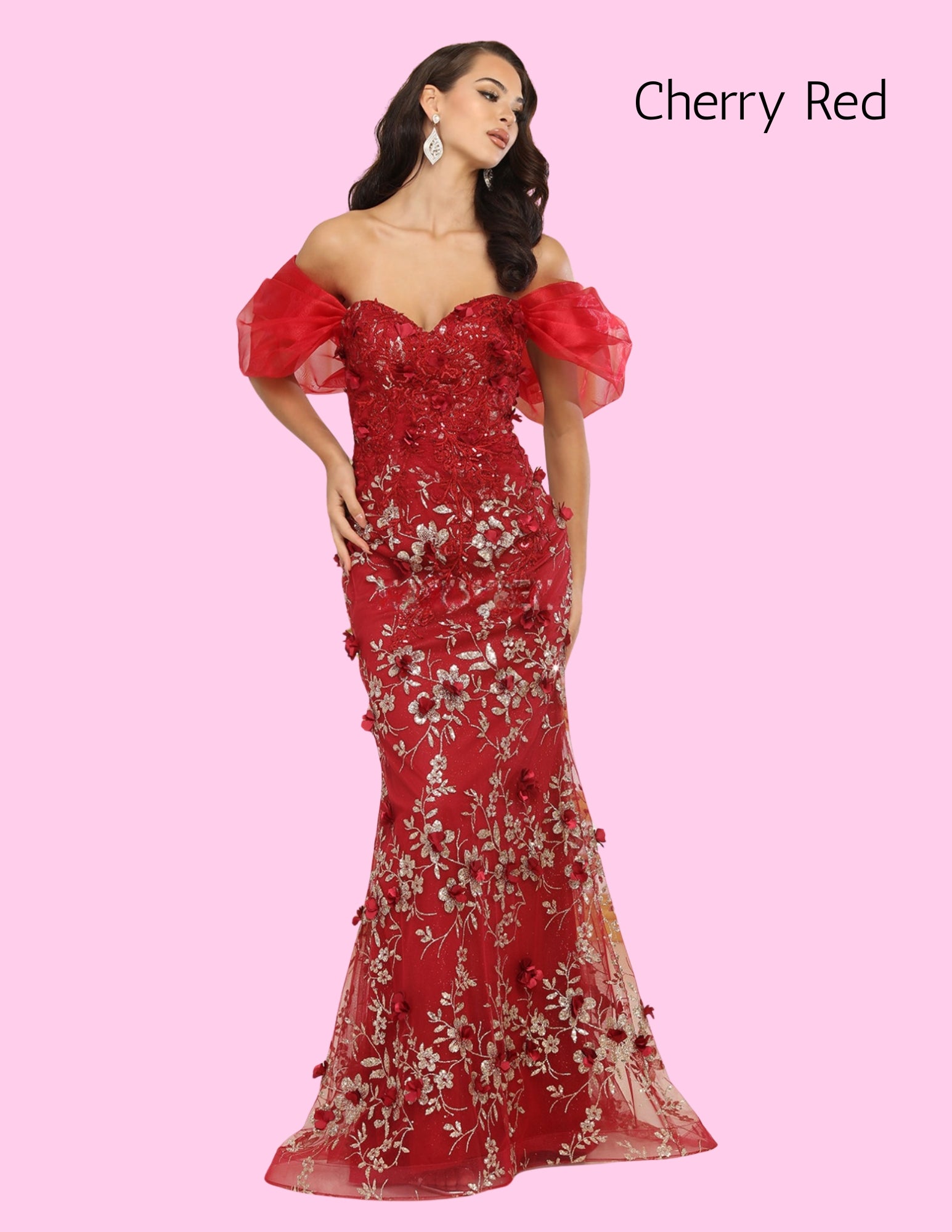 ✨ EF168037 Floral Embroidery w/Gold Glitter