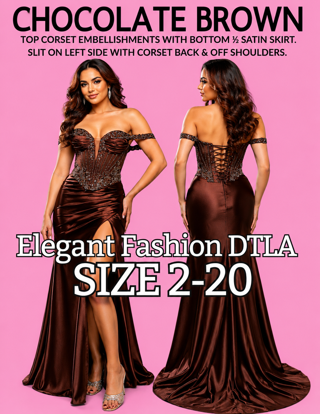 CHOCOLATE BROWN (SIZE 2-20)✨ Elegant Fashion✨