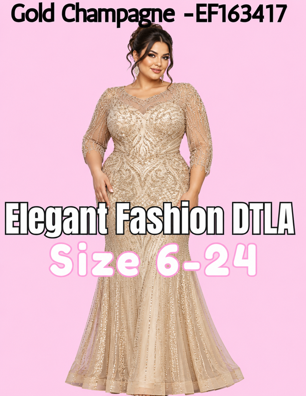 4 COLORS✨ (SIZE 6-24) ✨ Elegant Fashion✨  EF163417
