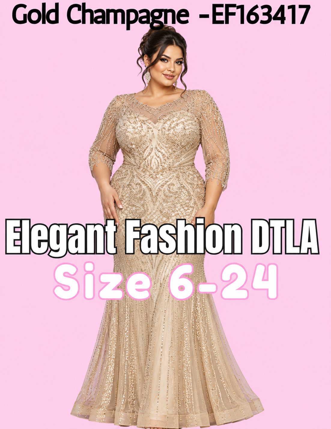 4 COLORS✨ (SIZE 6-24) ✨ Elegant Fashion✨  EF163417