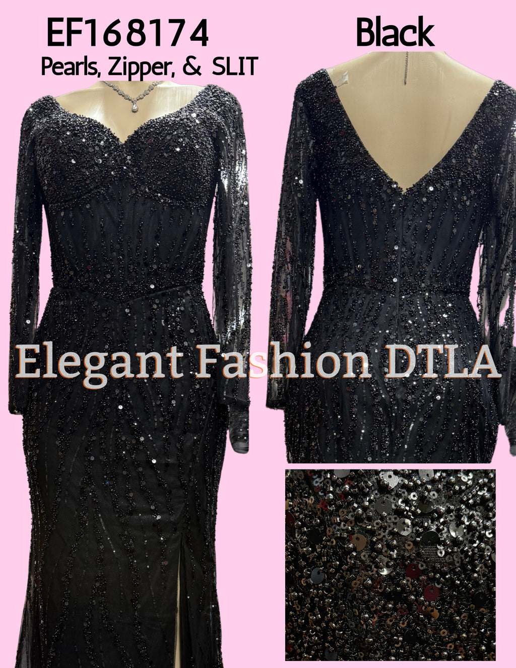 💎💎 EF168174 Long Sleeve Pearls & Sequence (NO STRETCH)