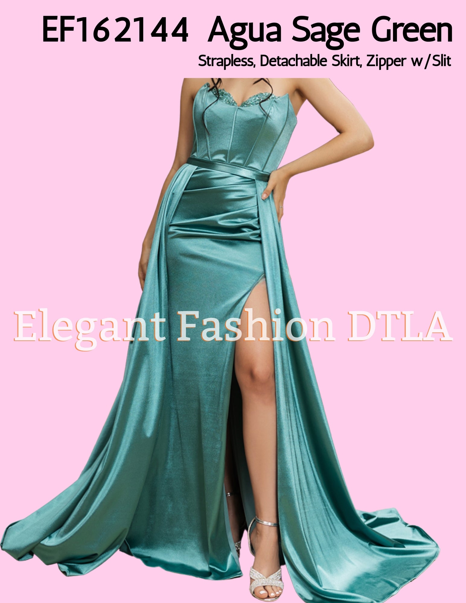 ✨  2025 ✨  EF162144 Satin Detachable Skirt