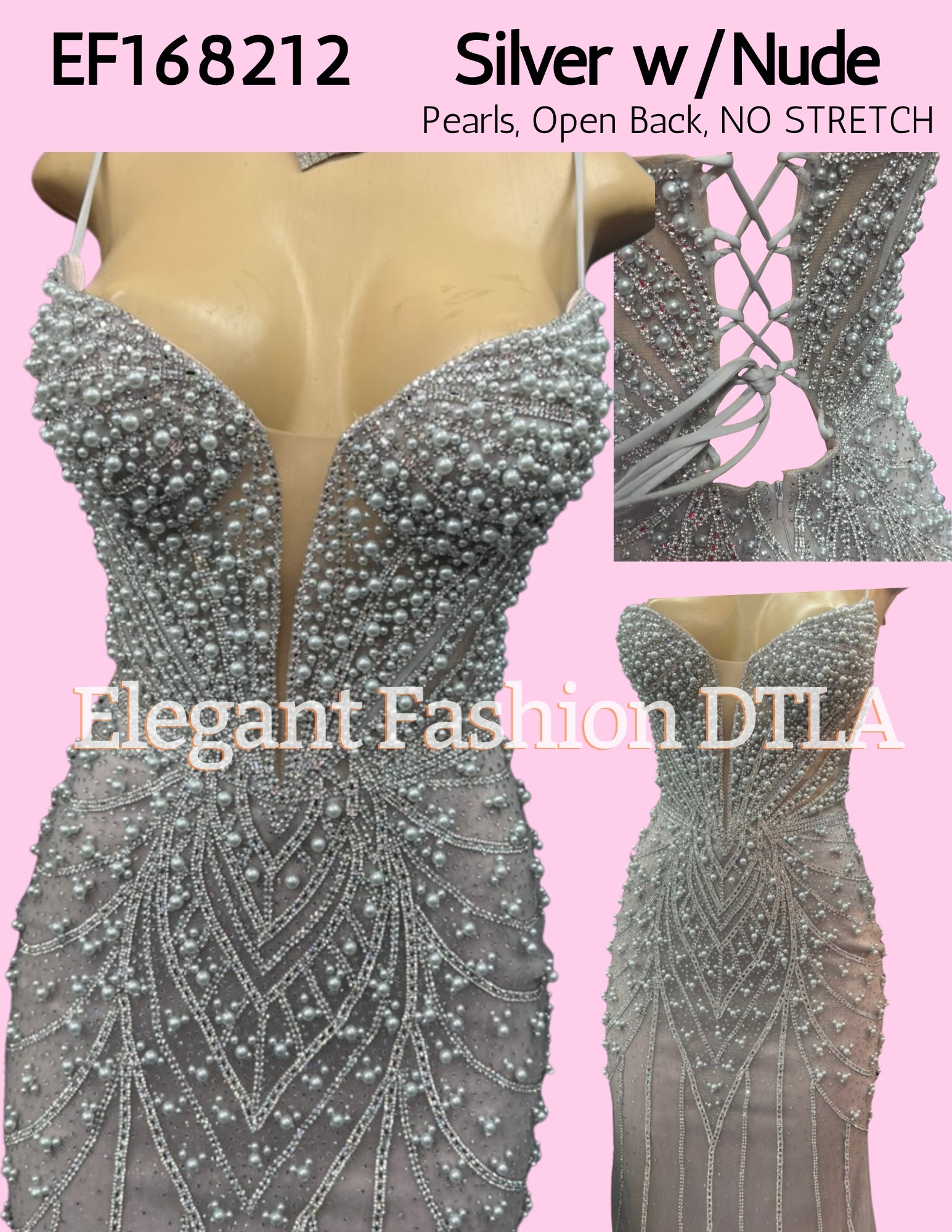 💎💎  EF168212 Pearls & Embellishments OPEN BACK
