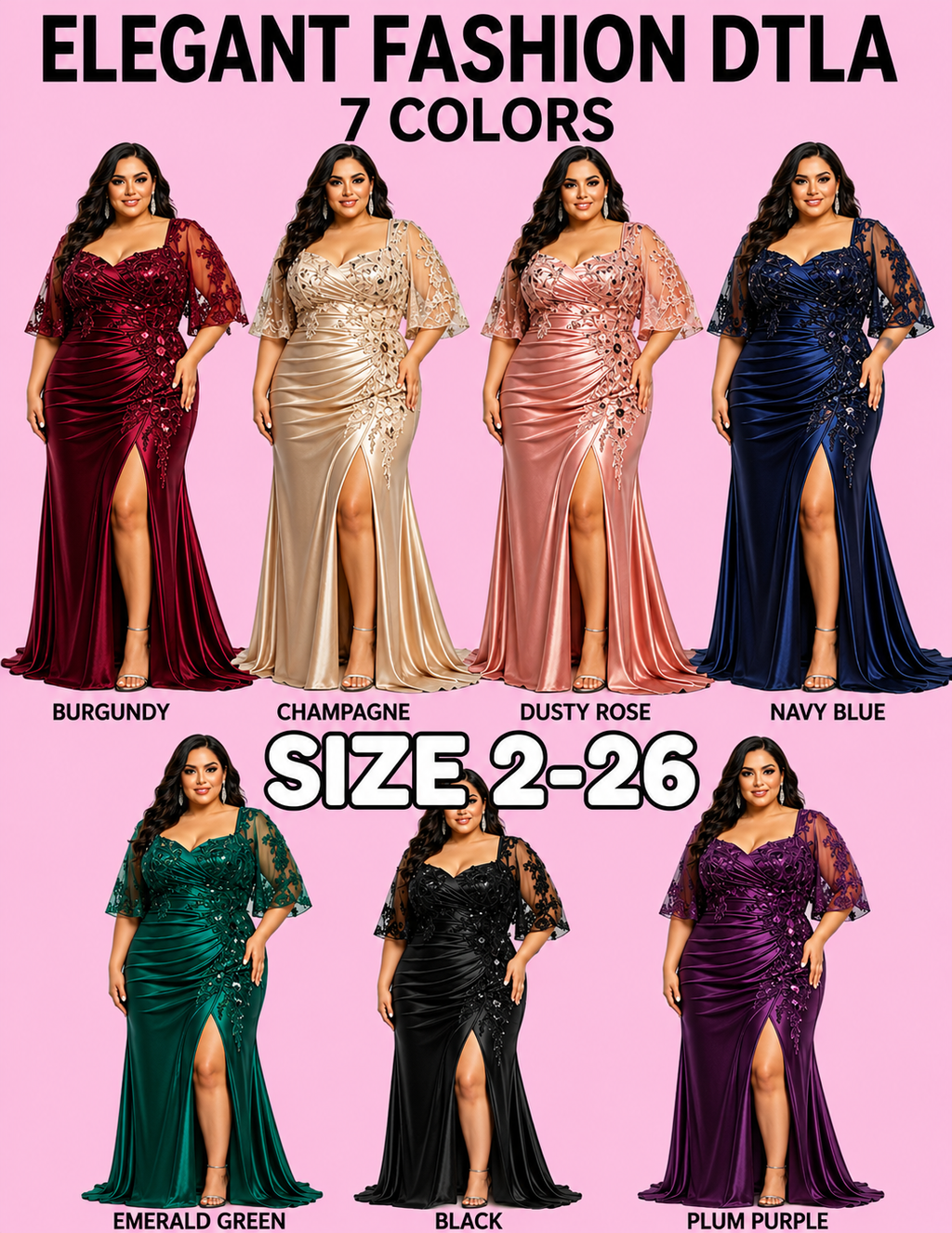 ✨ Elegant Fashion✨ 7 COLORS:  Detachable Sleeves Coverage (SIZE 2-26)