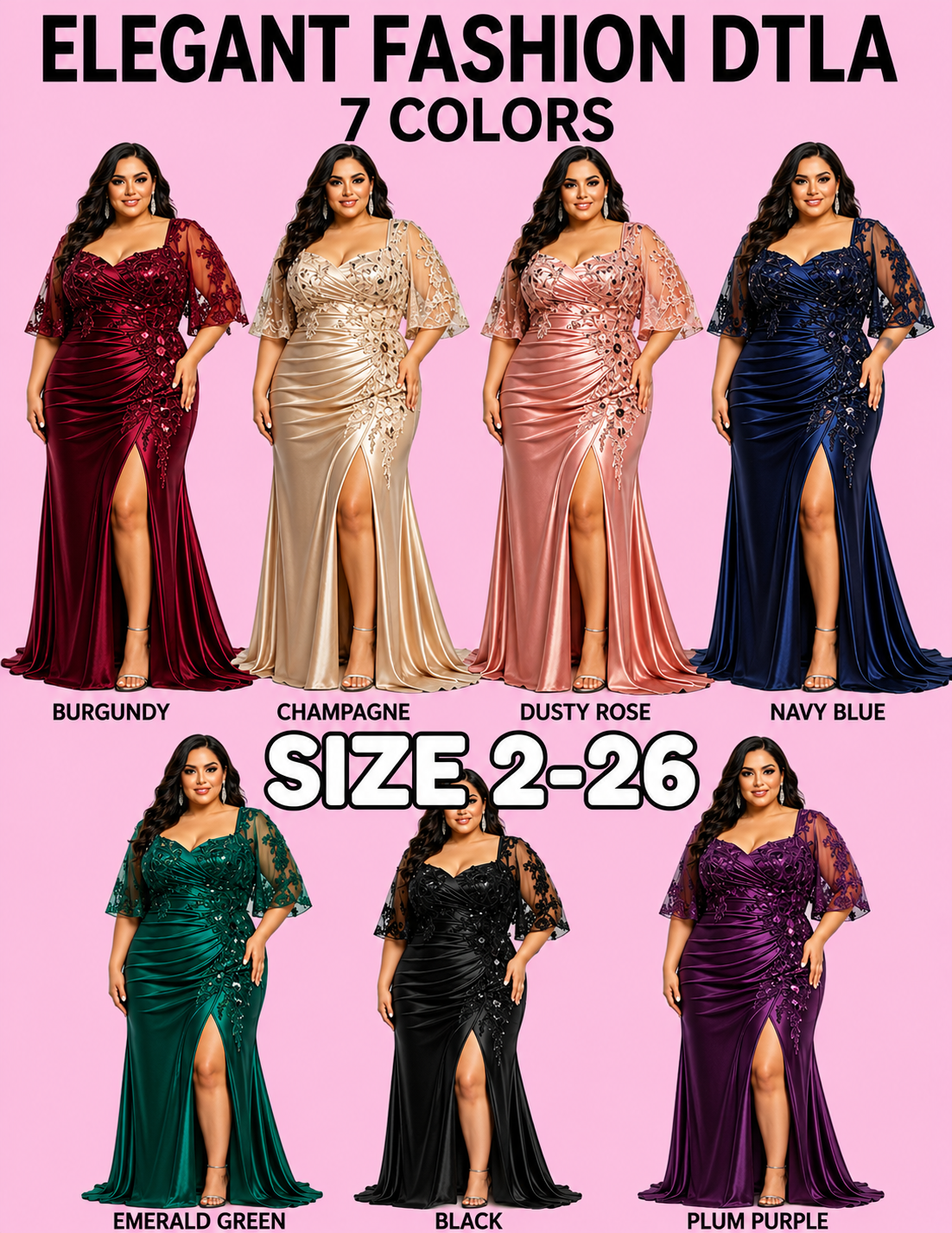 ✨ Elegant Fashion✨ 7 COLORS:  Detachable Sleeves Coverage (SIZE 2-26)