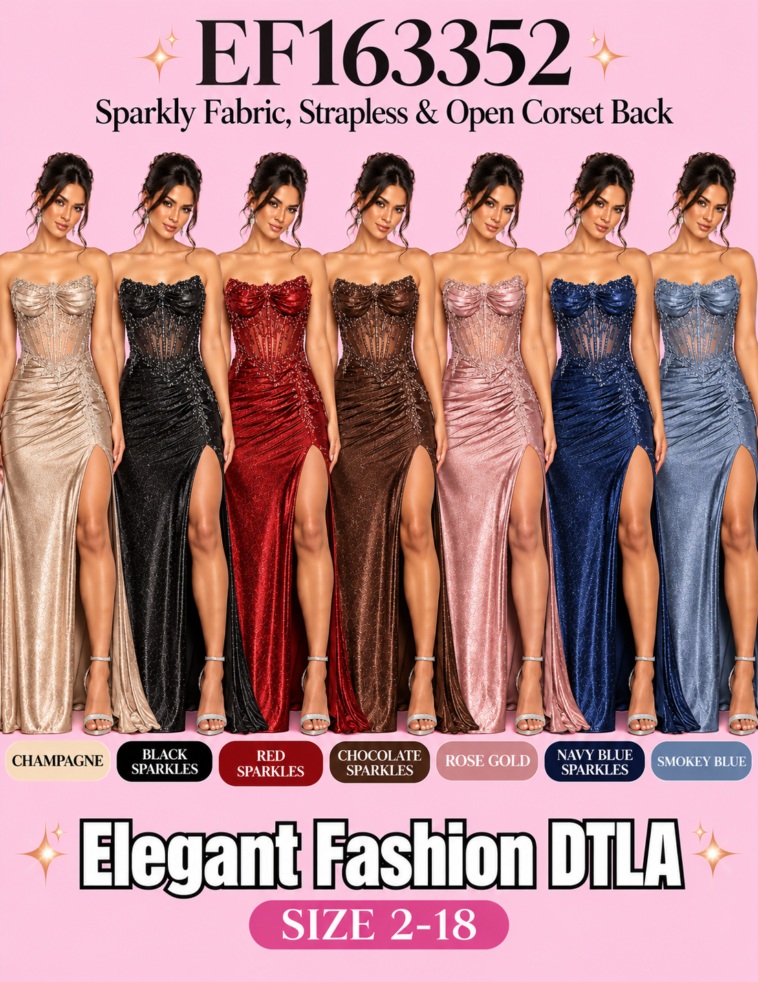 7 COLORS✨ (SIZE 2-18) ✨ Elegant Fashion✨  EF163352
