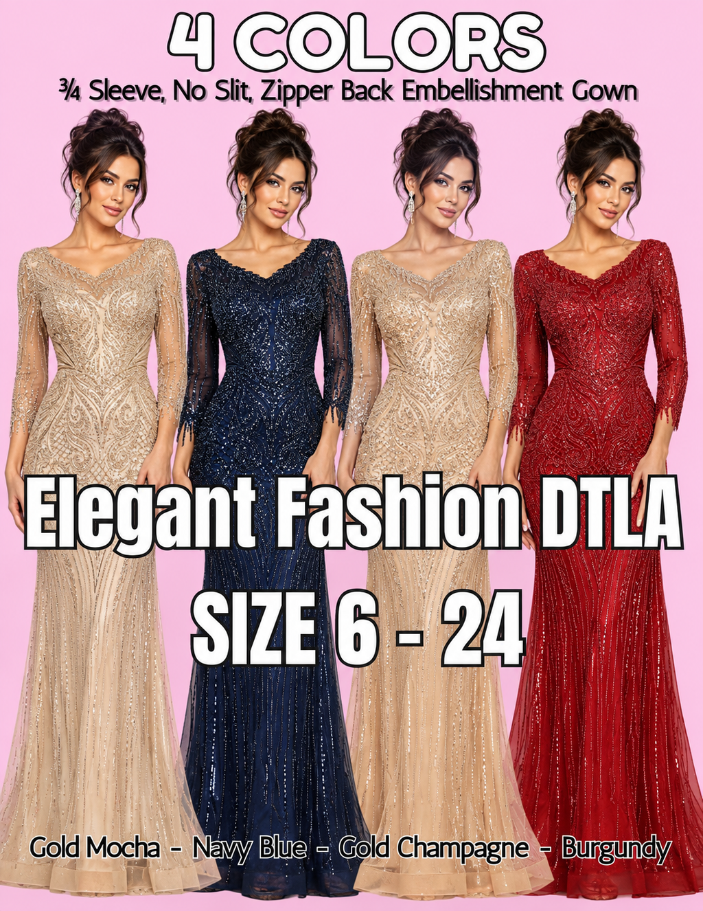 4 COLORS✨ (SIZE 6-24) ✨ Elegant Fashion✨  EF163417