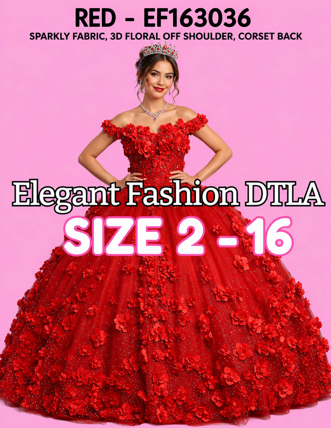 XV COLLECTION - RED 3D (Size 2-16)✨ Elegant Fashion ✨