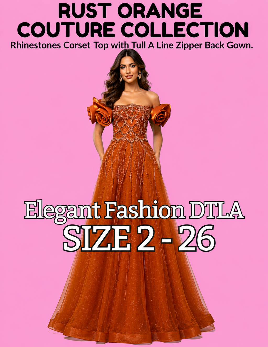 RUST ORANGE COUTURE COLLECTION (SIZE 2-26)✨ Elegant Fashion✨EF168260