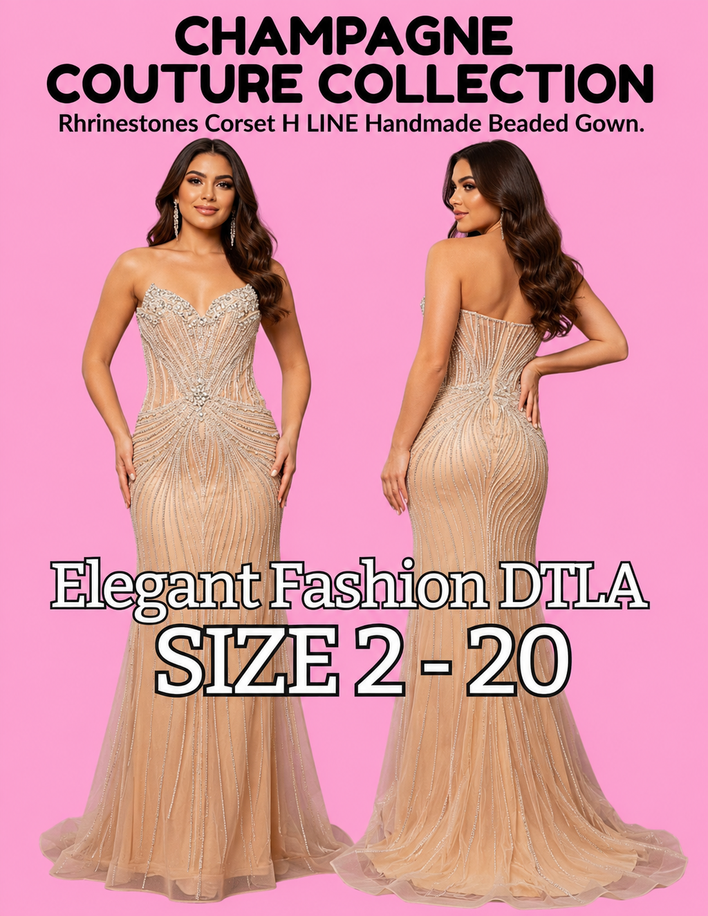 CHAMPAGNE COUTURE COLLECTION (SIZE 2-20)✨ Elegant Fashion✨EF168258