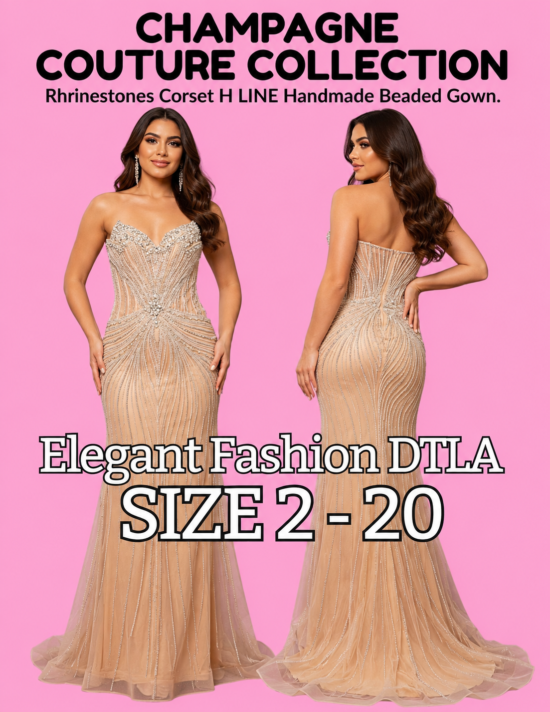 CHAMPAGNE COUTURE COLLECTION (SIZE 2-20)✨ Elegant Fashion✨EF168258
