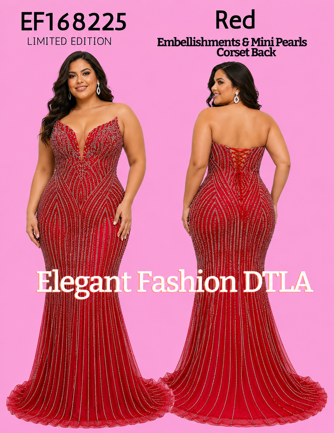 (SIZE 2-20)✨ Elegant Fashion✨ Rhinestones Open Back Corset MQ