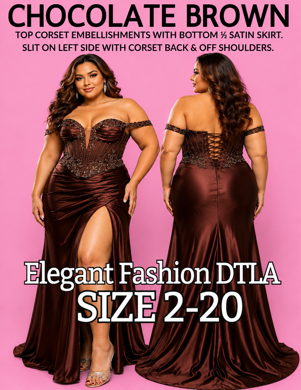 CHOCOLATE BROWN (SIZE 2-20)✨ Elegant Fashion✨