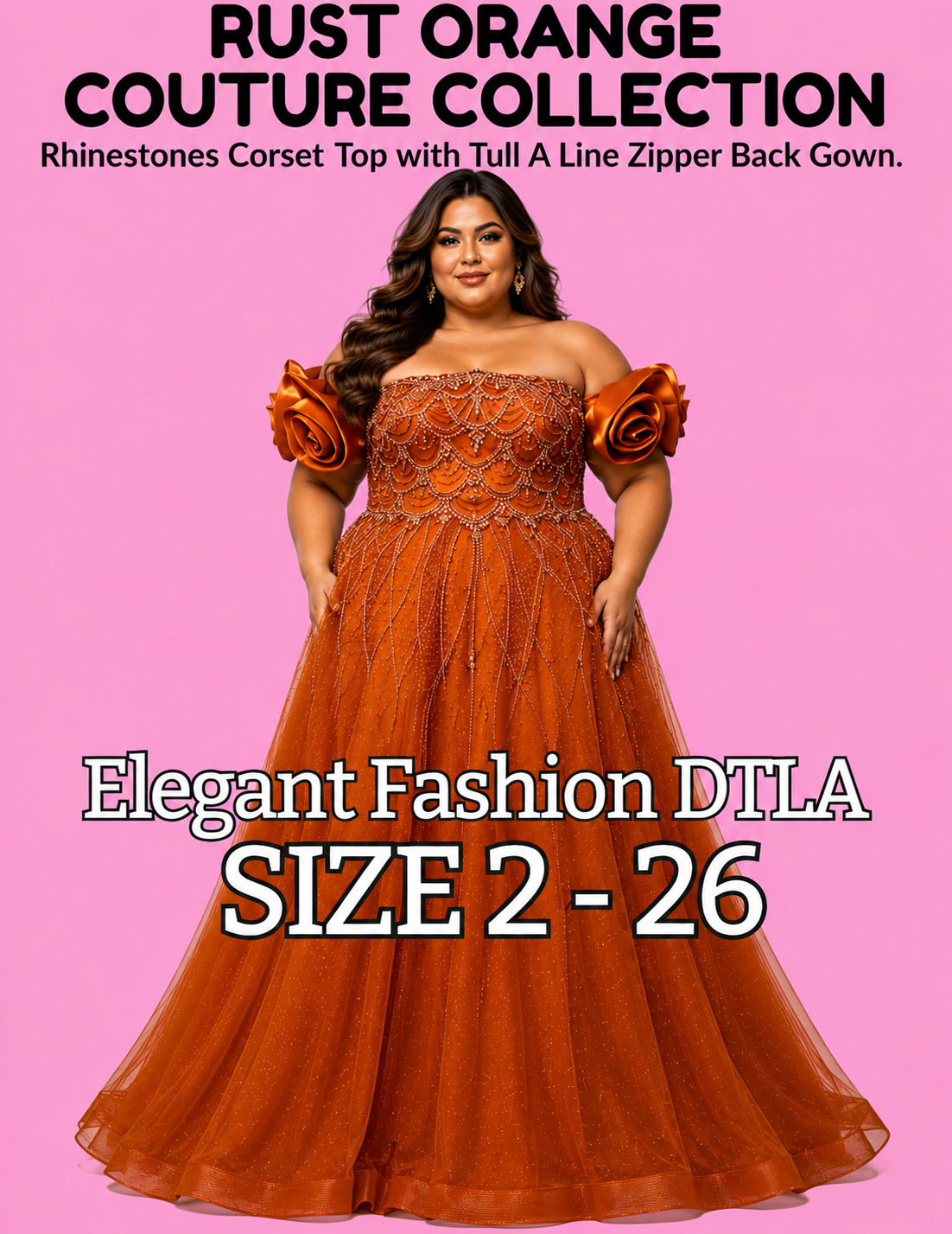 RUST ORANGE COUTURE COLLECTION (SIZE 2-26)✨ Elegant Fashion✨EF168260