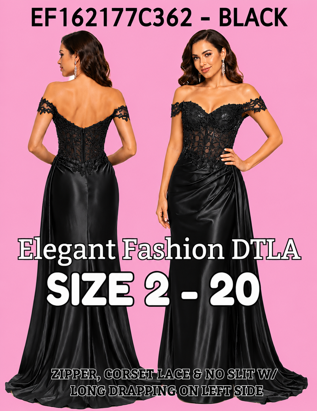 (SIZE 2-22)✨9 COLORS:  Corset Lace w/ no slit