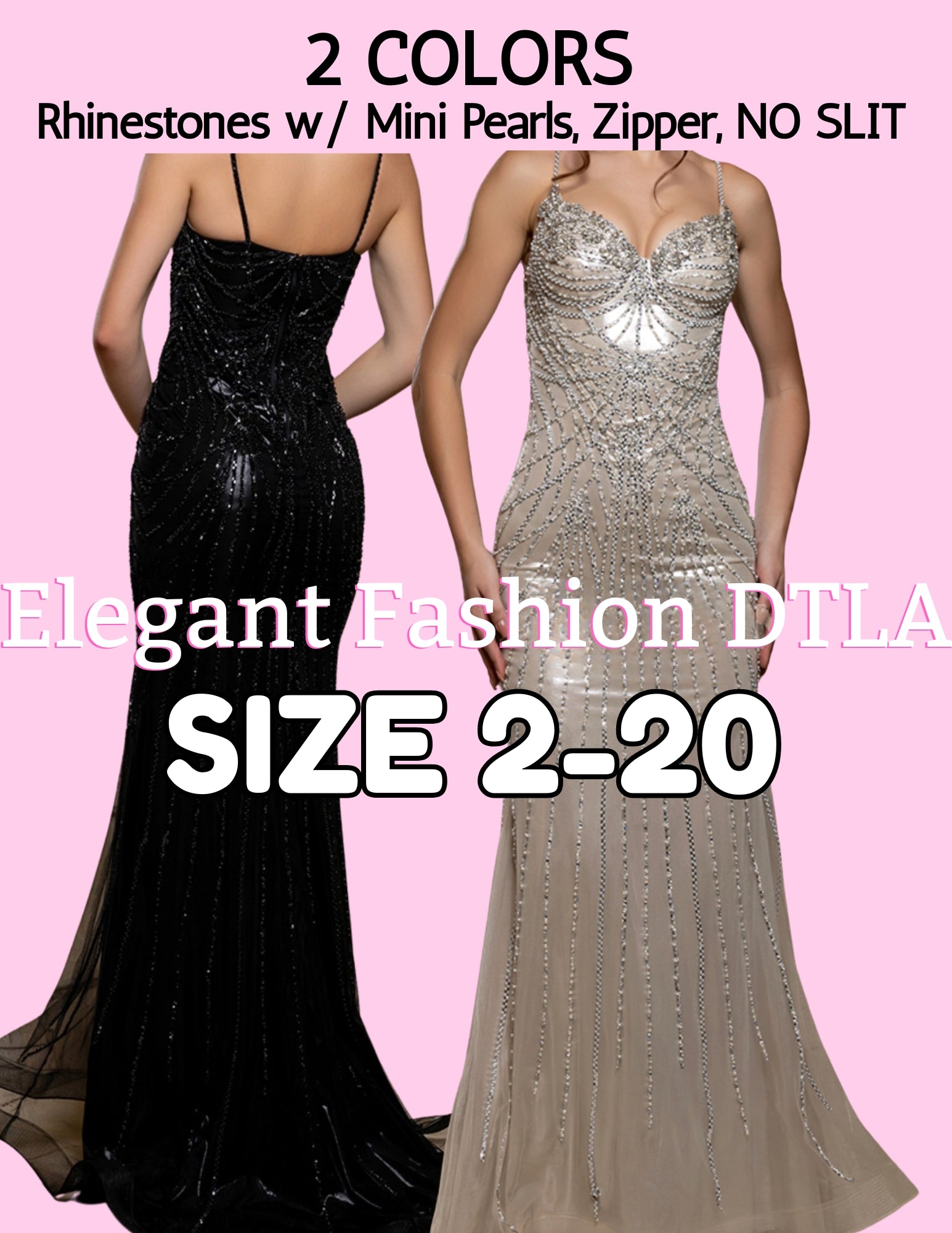 2 COLORS Rhinestones NO SLIT
