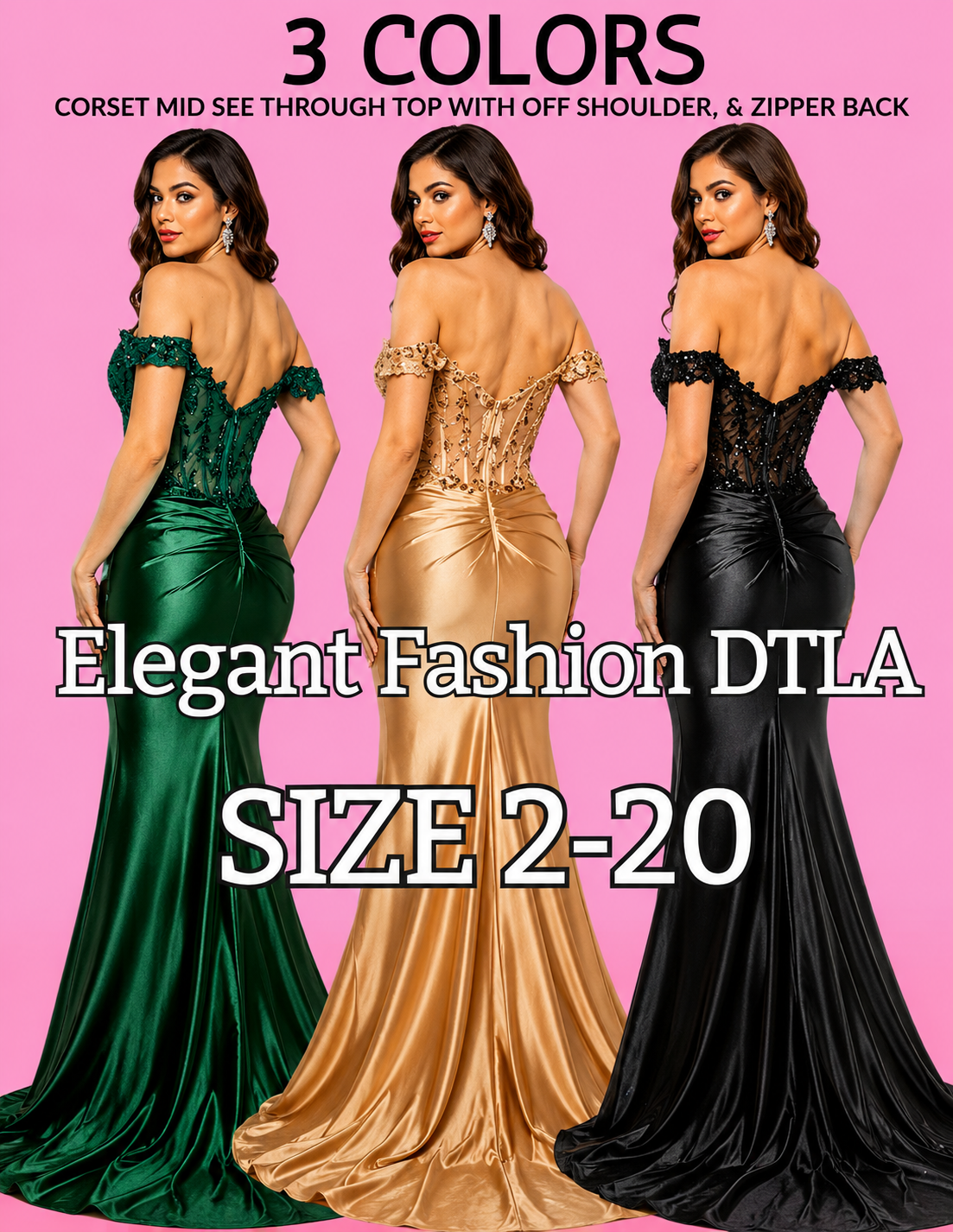 3 COLORS (SIZE 2-20)✨ Elegant Fashion✨EF162153