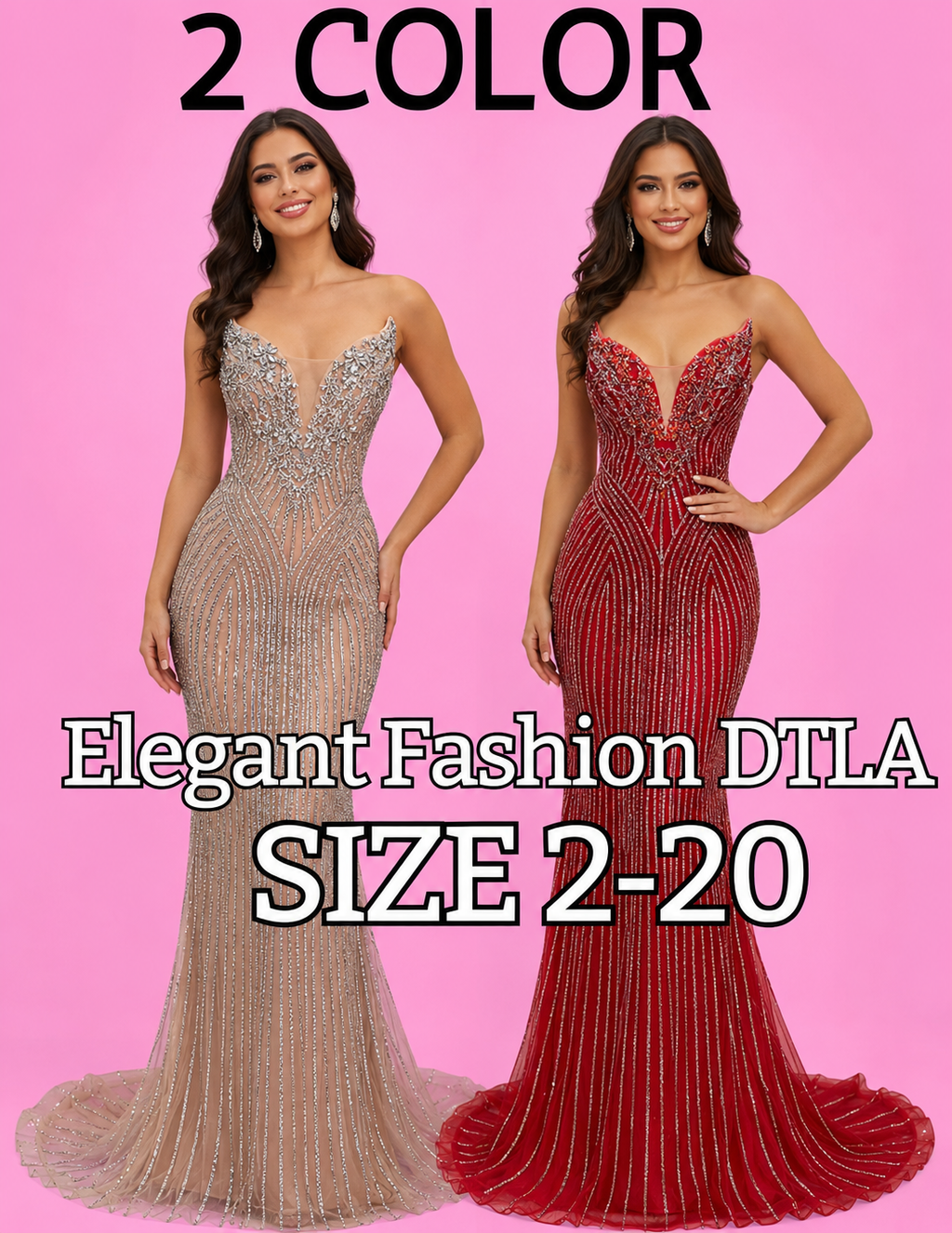(SIZE 2-20)✨ Elegant Fashion✨ Rhinestones Open Back Corset MQ