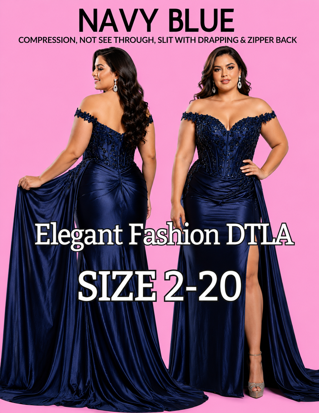 NAVY BLUE COMPRESSION (SIZE 2-20)✨ Elegant Fashion✨EF162179
