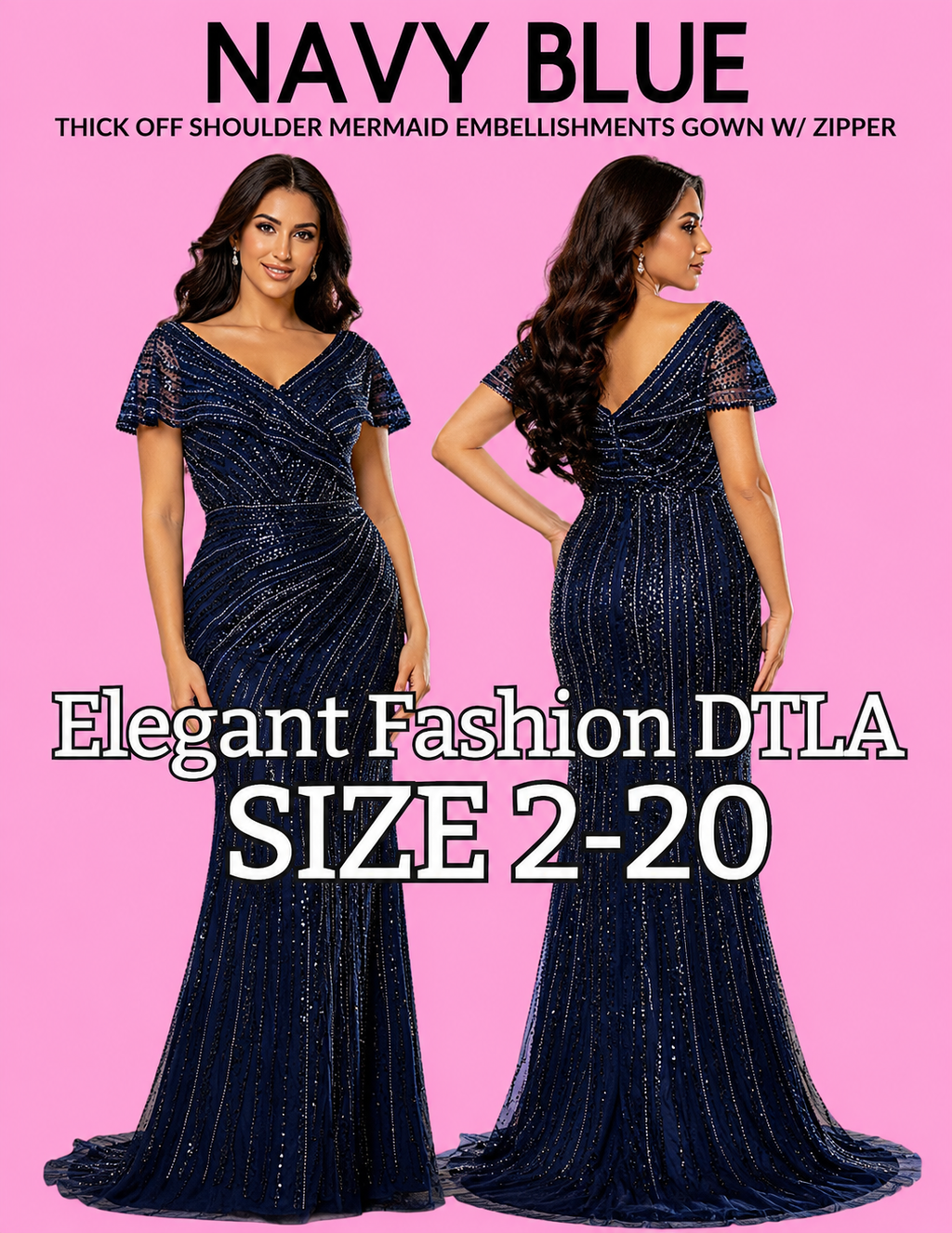 NAVY BLUE (SIZE 2-20)✨ Elegant Fashion✨ EF168252