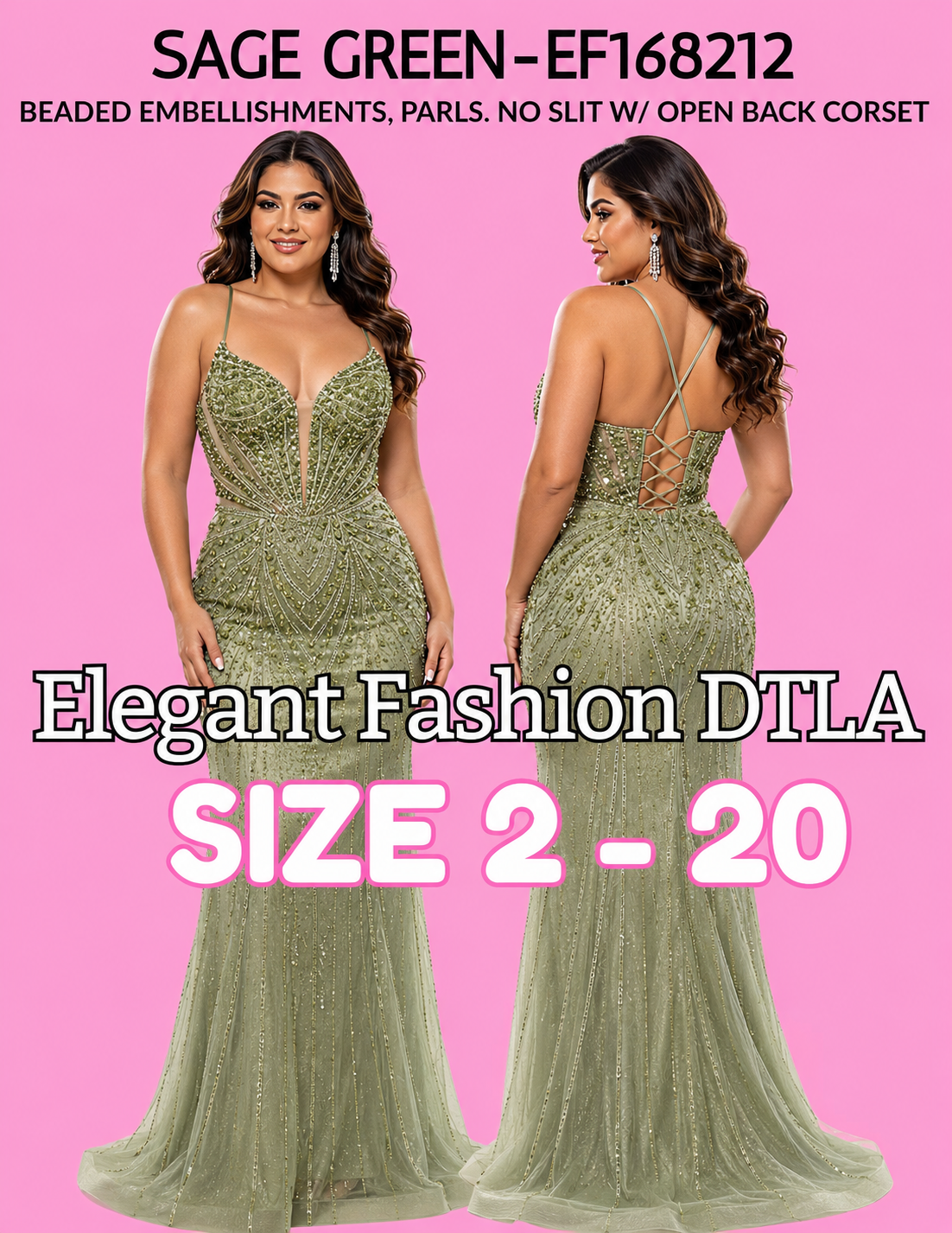 6 COLORS (SIZE 2-20)✨ Elegant Fashion✨ EF168212