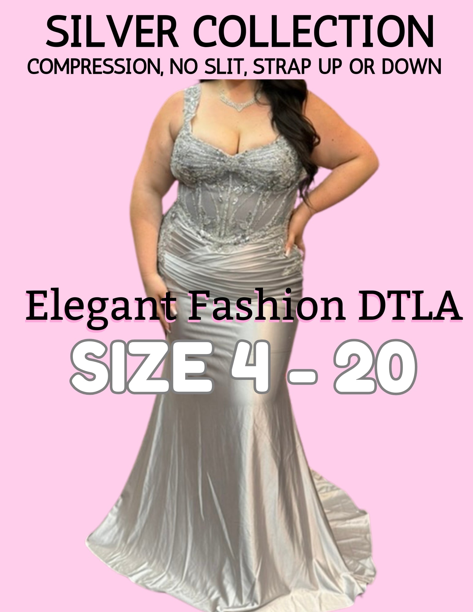 ✨ Elegant Fashion✨ SILVER W/COMPRESSION (SIZE 4-20)