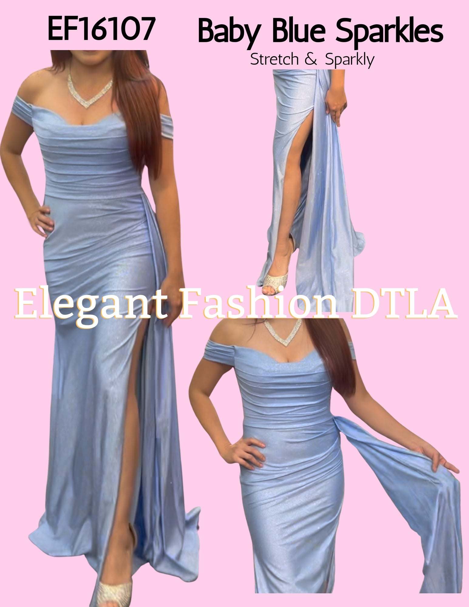 💎💎 EF16107 Sparkly Stretch w/ Side Slit