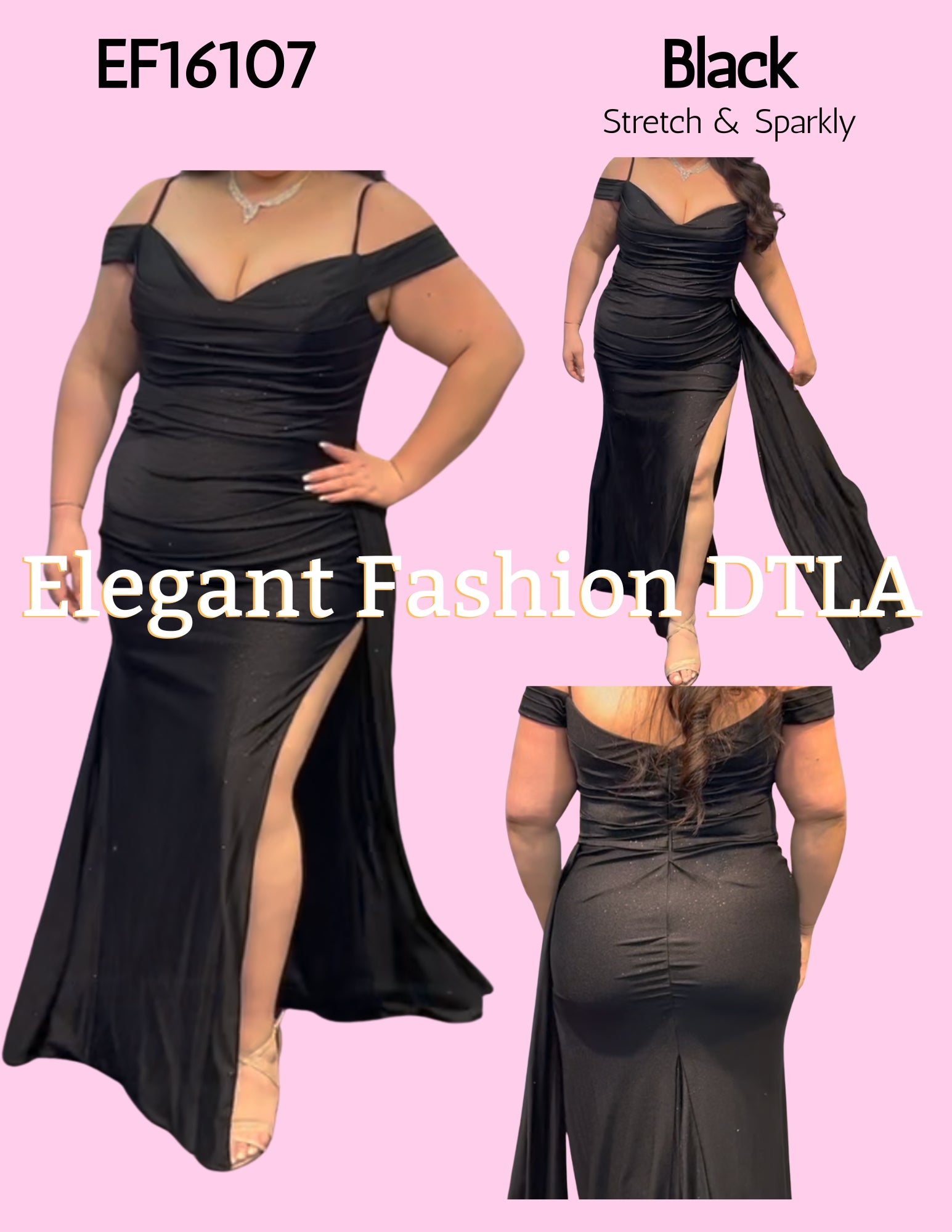 💎💎 EF16107 Sparkly Stretch w/ Side Slit
