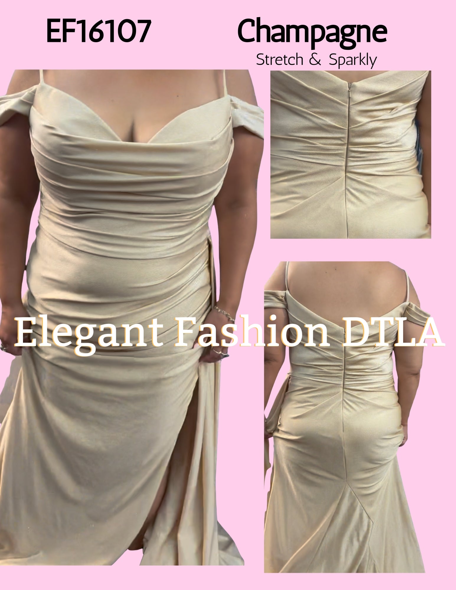 💎💎 EF16107 Sparkly Stretch w/ Side Slit