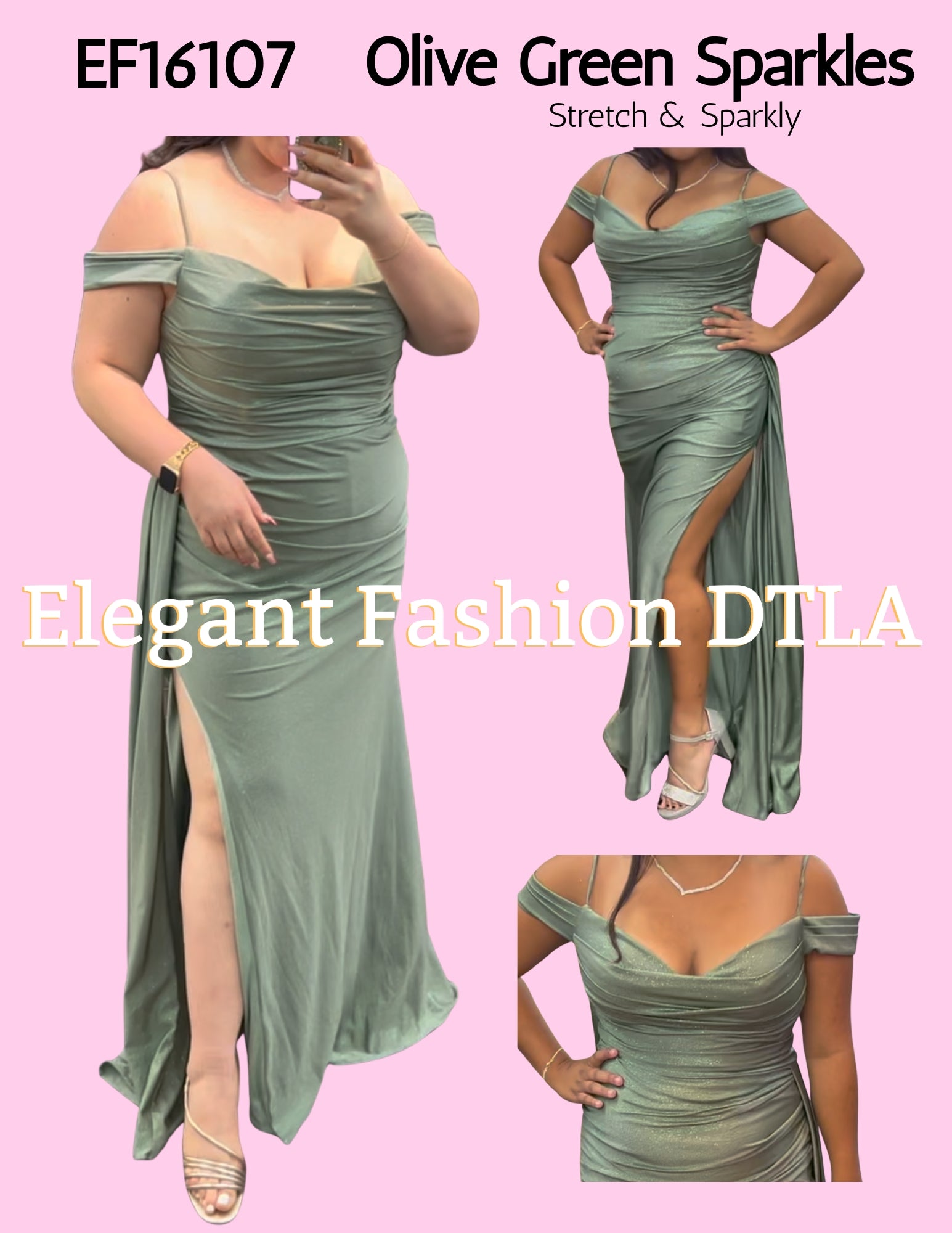 💎💎 EF16107 Sparkly Stretch w/ Side Slit