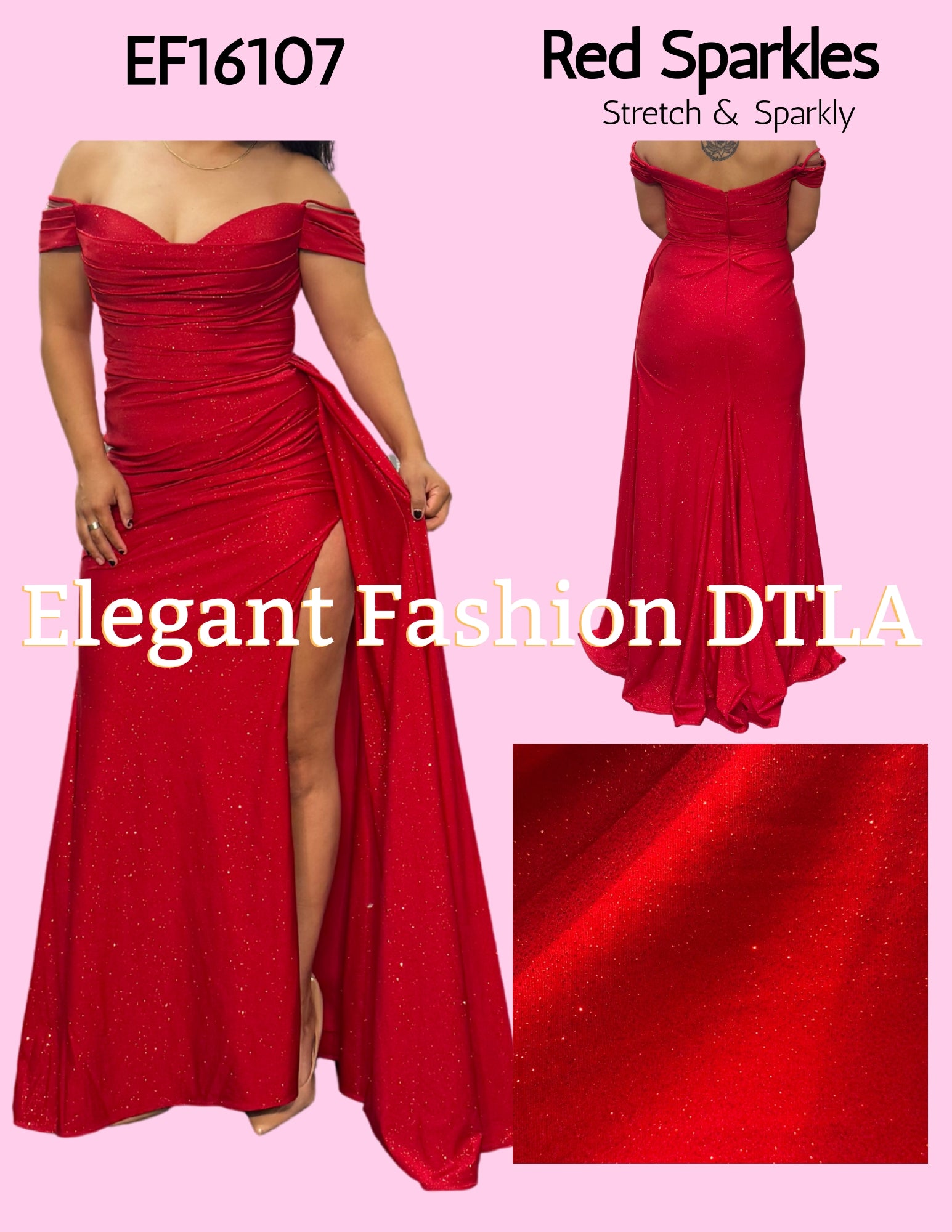 💎💎 EF16107 Sparkly Stretch w/ Side Slit