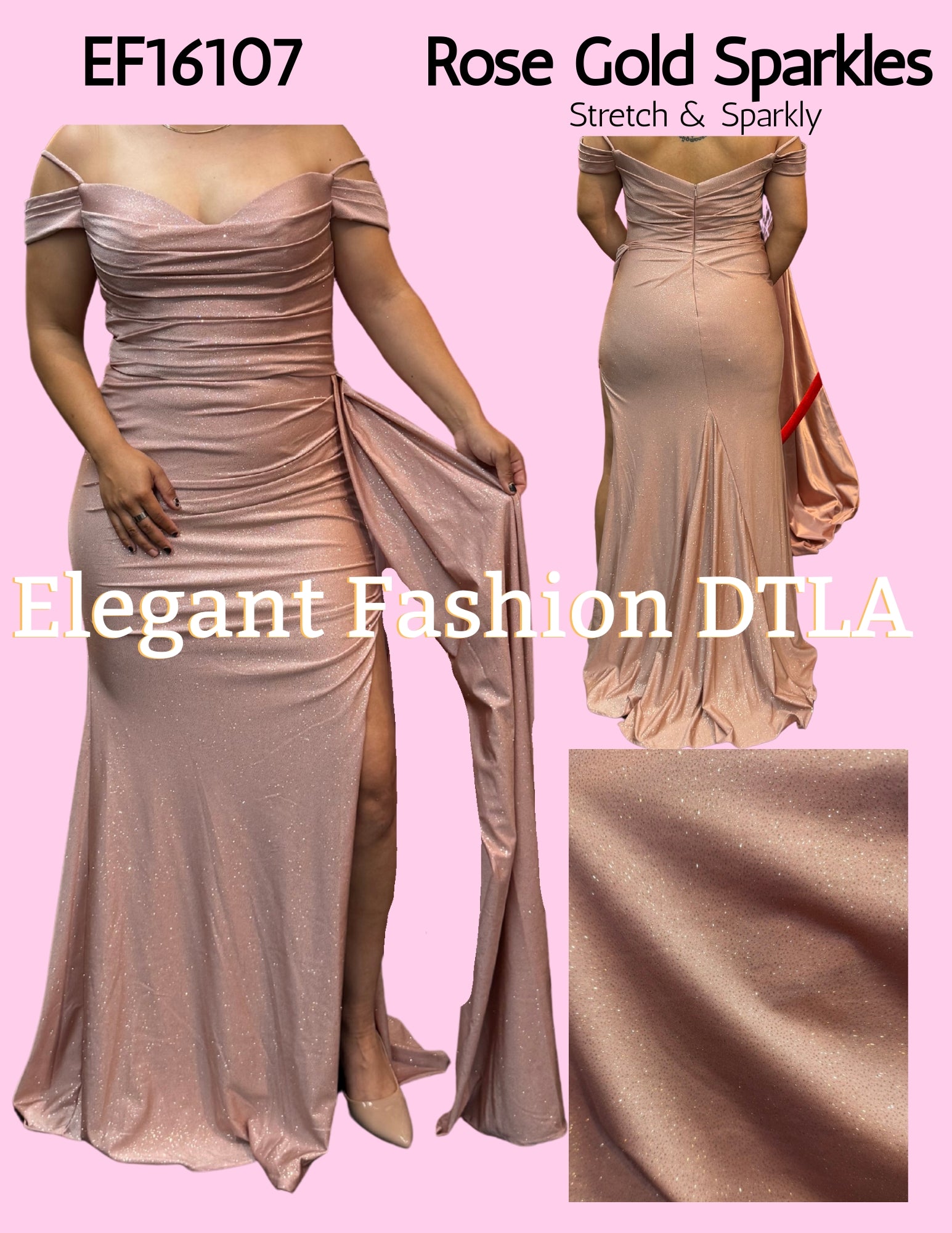 💎💎 EF16107 Sparkly Stretch w/ Side Slit