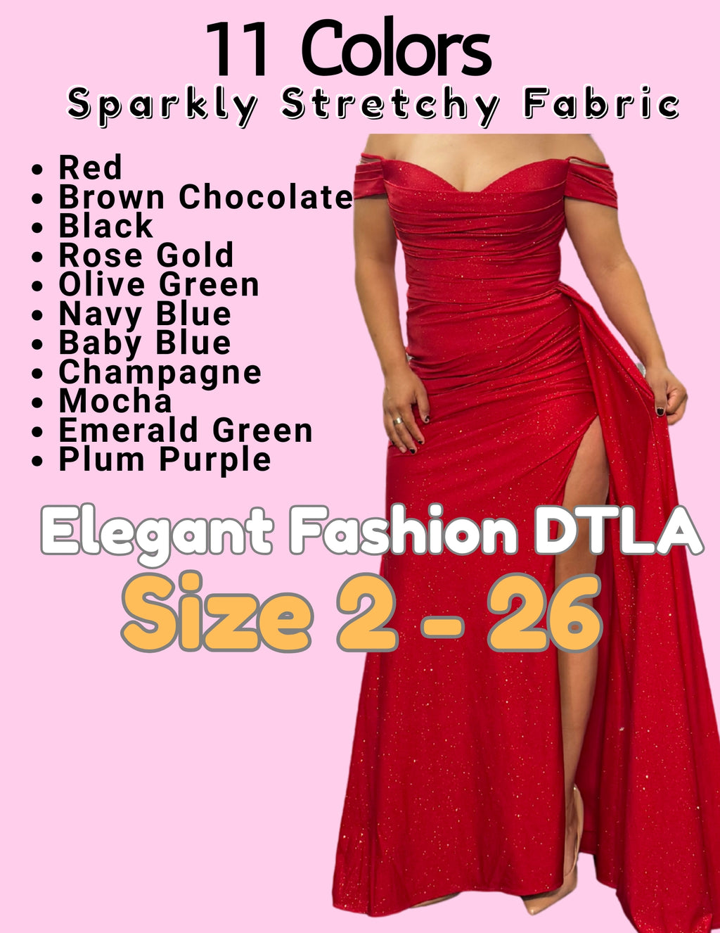 ✨ Elegant Fashion✨11 COLORS - SPARKLY STRETCHY FABRIC (SIZE 2-26)