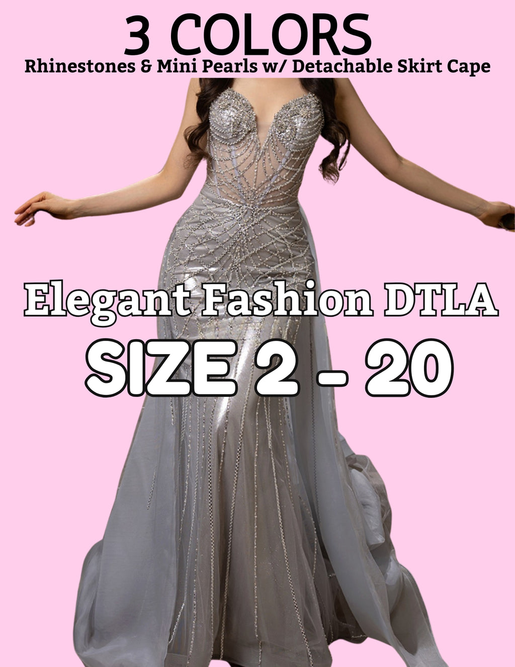 ✨ Elegant Fashion✨3 COLORS W/ Detachable Skirt Cape (SIZE 2-20)