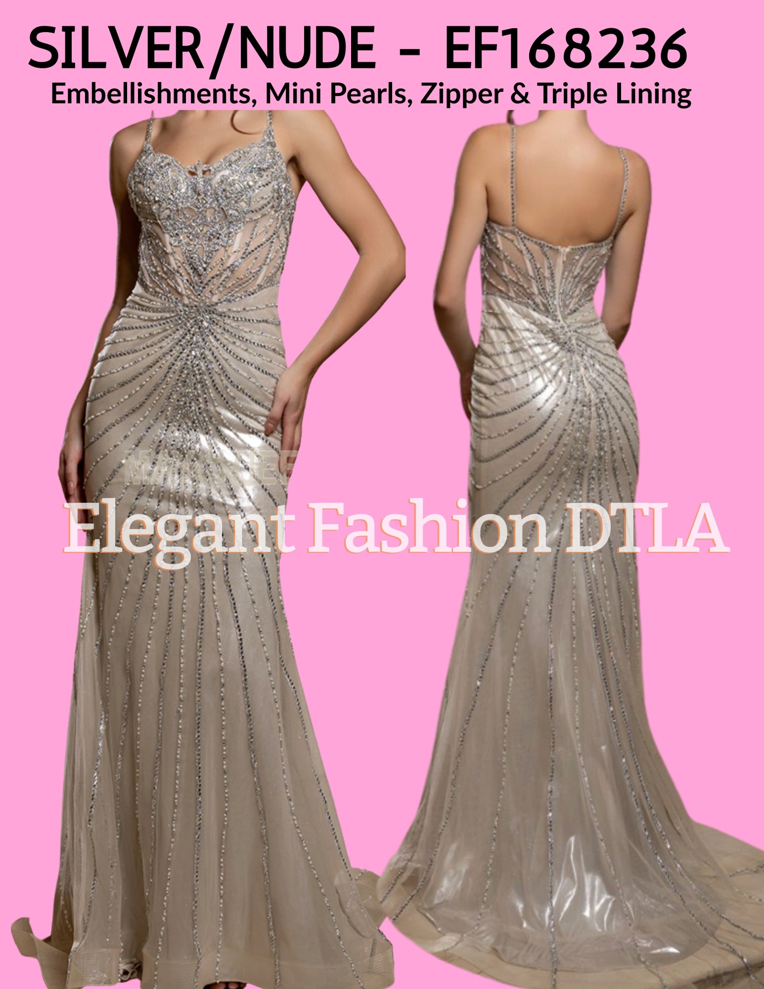 (SIZE 4-20) ✨ Elegant Fashion ✨ EF168236 Embellishments and Mini Pearls