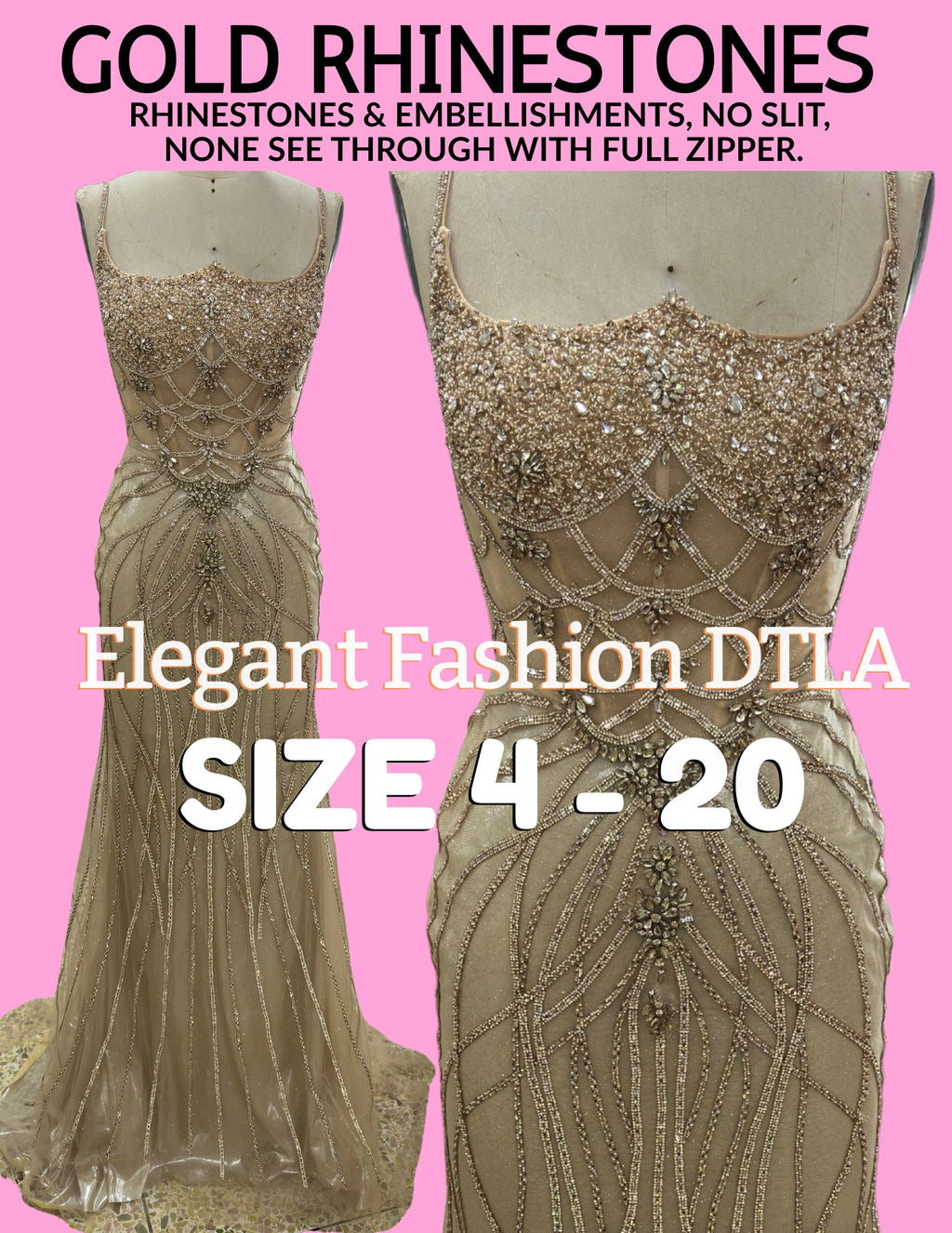 ✨ Elegant Fashion✨ GOLD Rhinestones