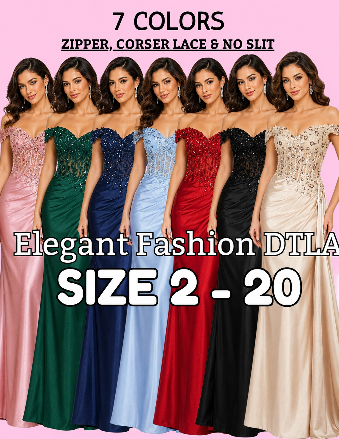 (SIZE 2-22)✨9 COLORS:  Corset Lace w/ no slit