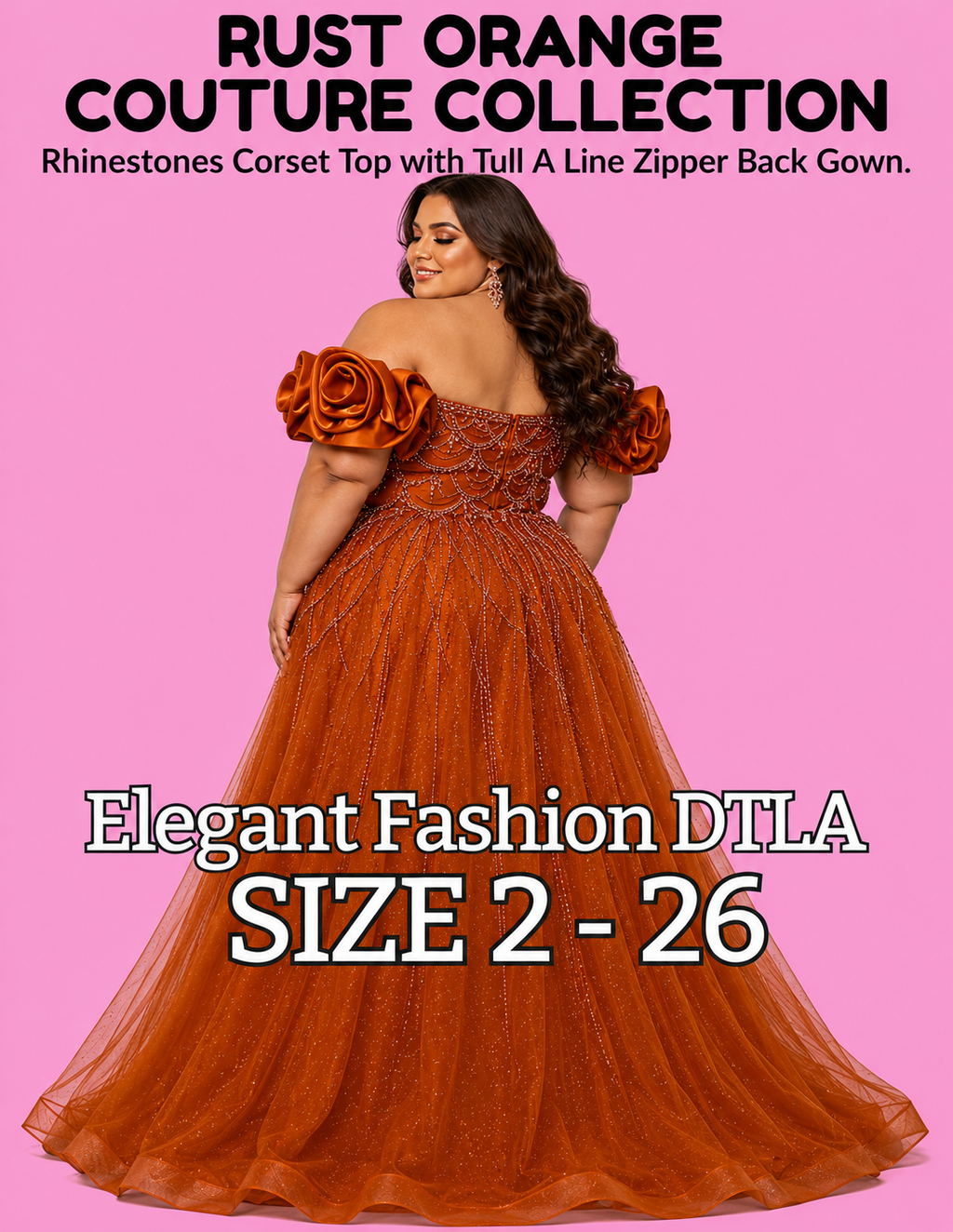 RUST ORANGE COUTURE COLLECTION (SIZE 2-26)✨ Elegant Fashion✨EF168260