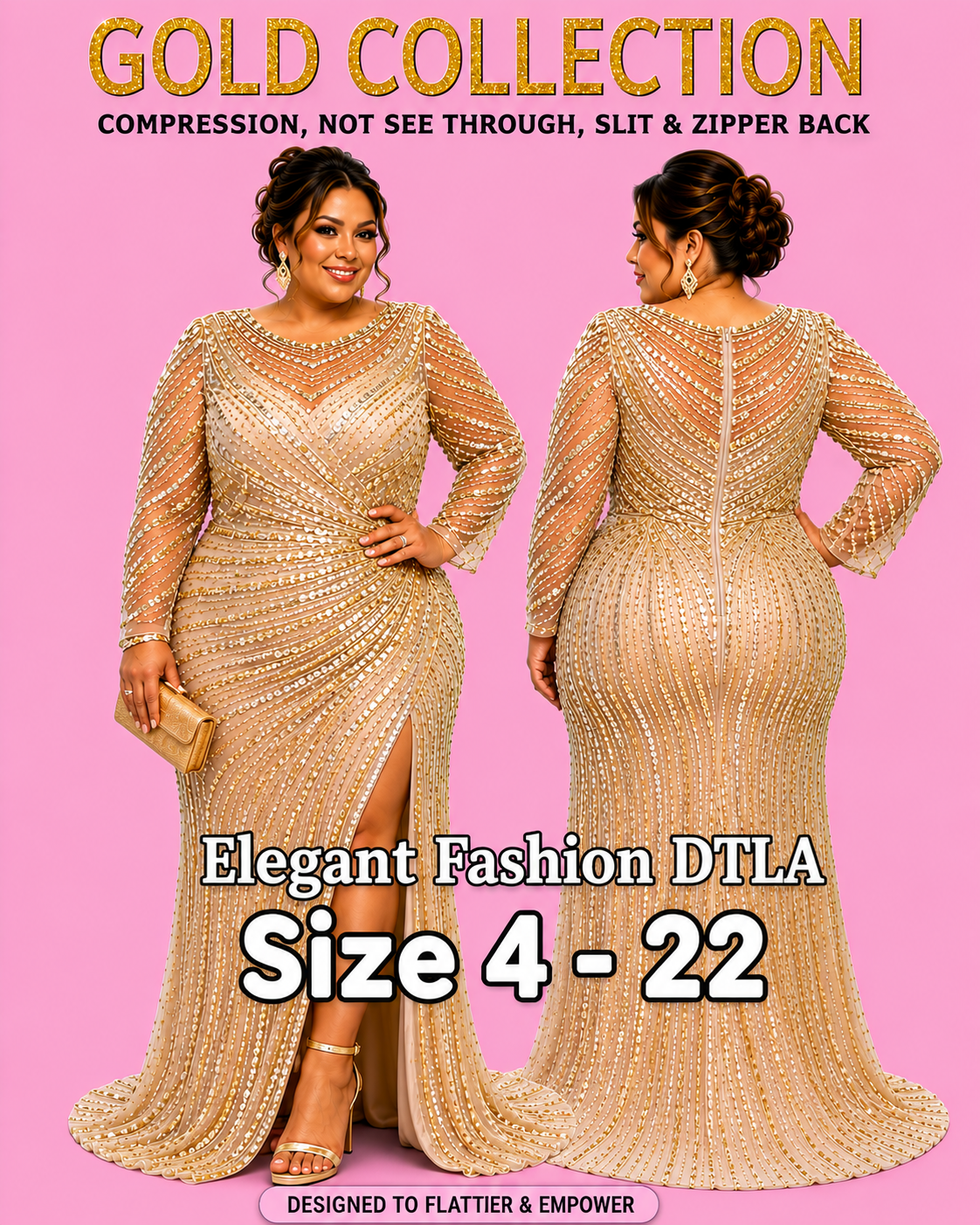 PLUS SIZE (SIZE 6-22) ✨ Elegant Fashion✨ 2 COLORS EMBELLISHMENTS