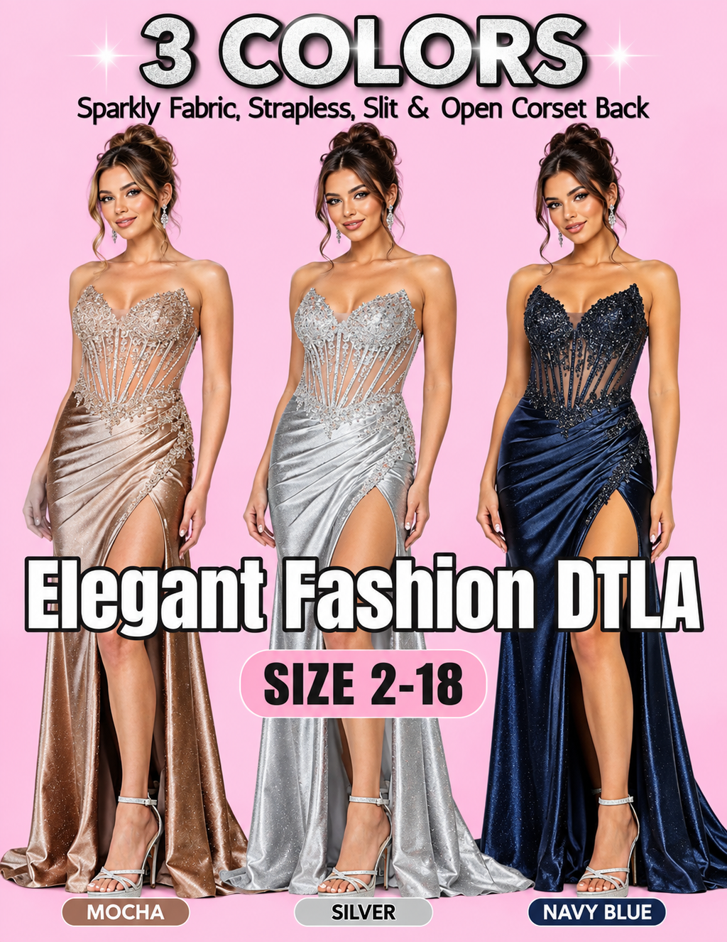 3 COLORS✨ (SIZE 2-18) ✨ Elegant Fashion✨  EF163339