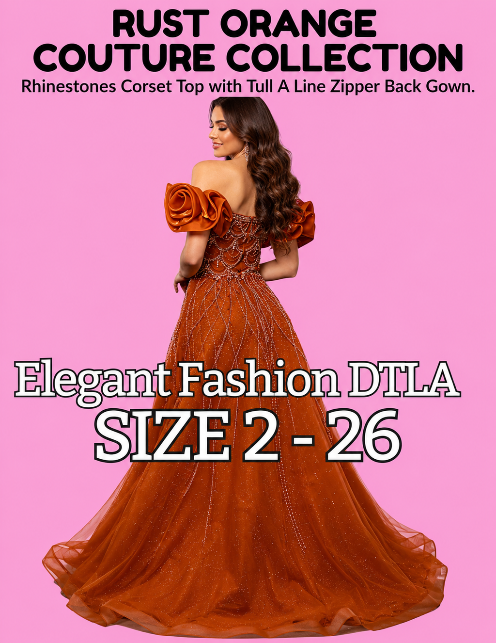 RUST ORANGE COUTURE COLLECTION (SIZE 2-26)✨ Elegant Fashion✨EF168260