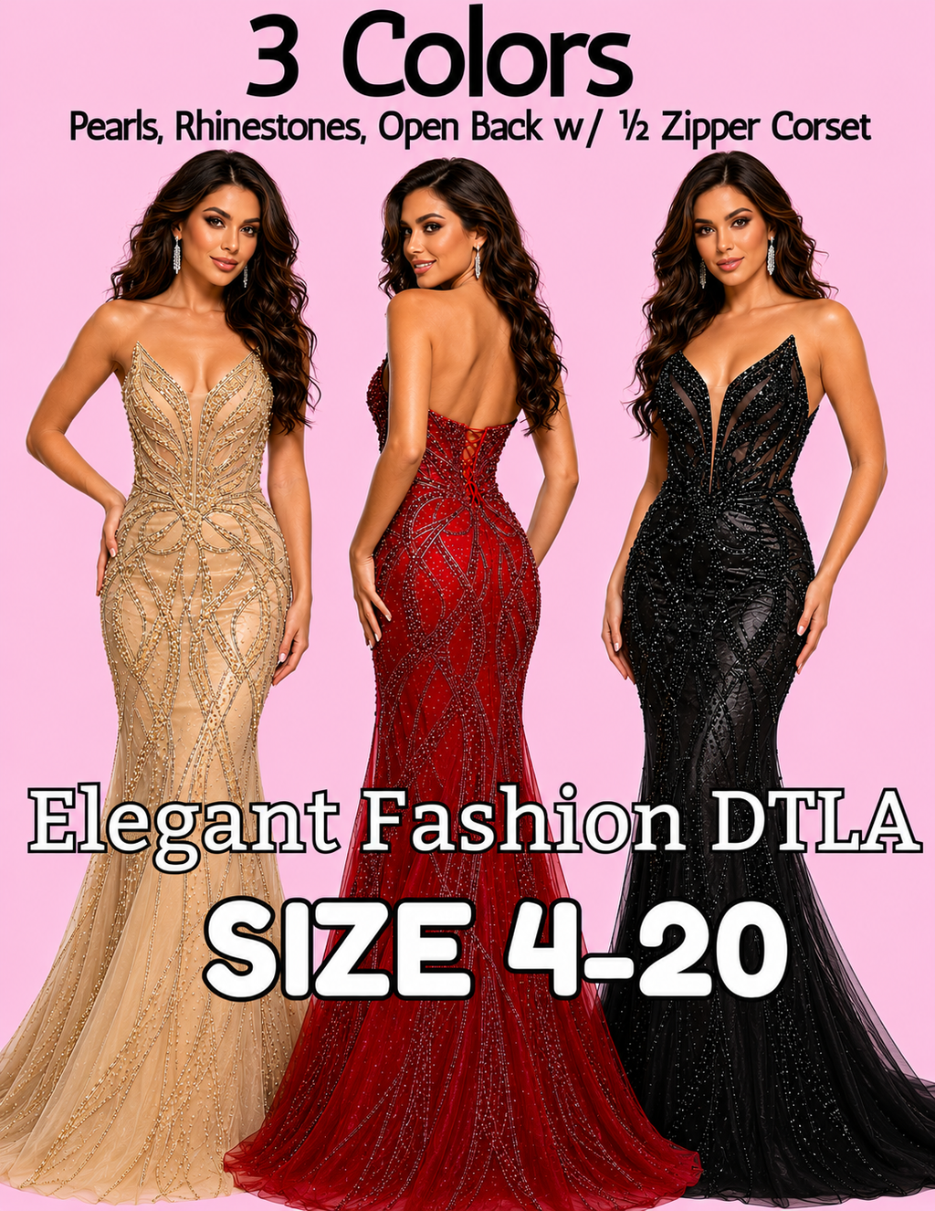 ✨ Elegant Fashion✨ Pearls & Rhinestones (SIZE 2-20)