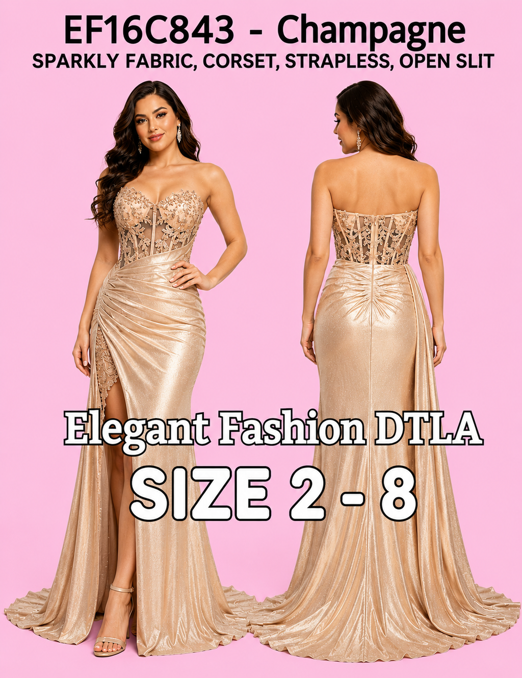 (Size 2-20)✨ Elegant Fashion✨SPARKLY CHAMPAGNE