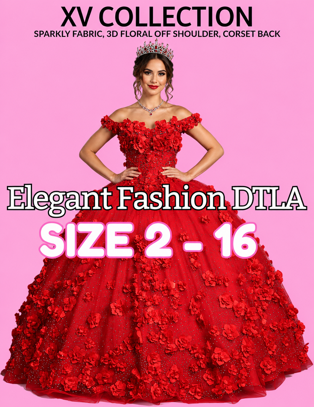 XV COLLECTION - RED 3D (Size 2-16)✨ Elegant Fashion ✨