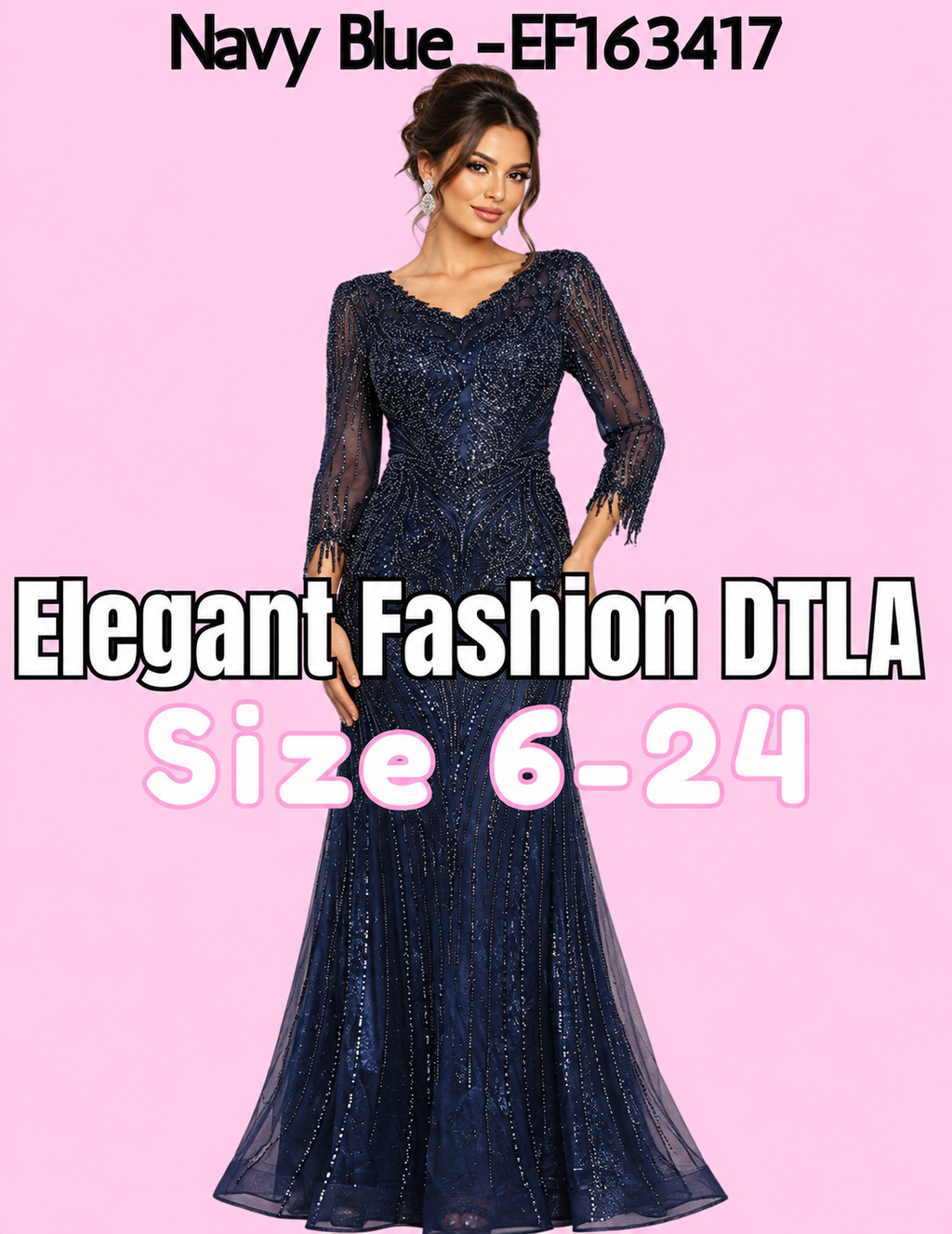 4 COLORS✨ (SIZE 6-24) ✨ Elegant Fashion✨  EF163417